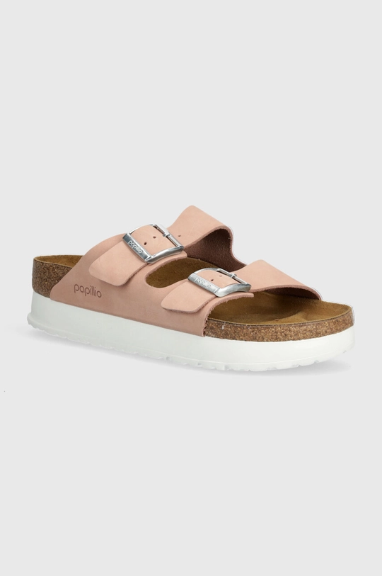 рожевий Шльопанці з нубуку Birkenstock Arizona Platform Flex Birkenstock x Papillio Жіночий