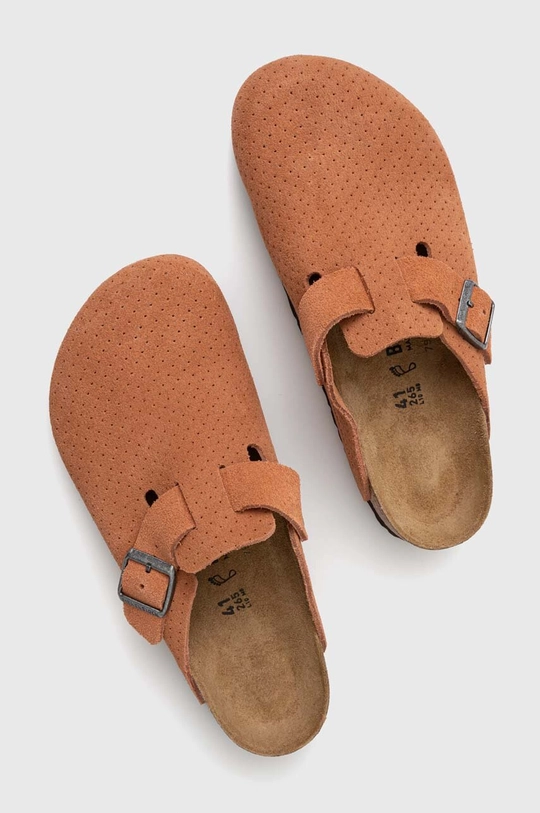 Birkenstock klapki zamszowe Boston pomarańczowy