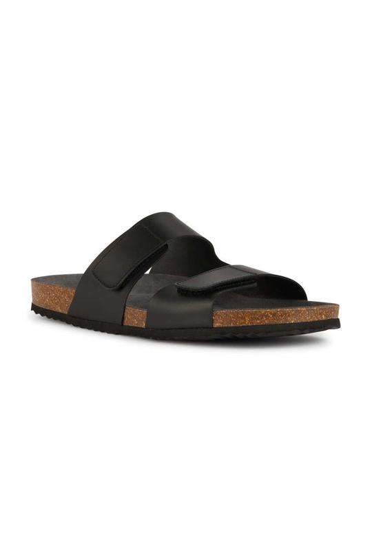 Kožené šľapky Geox U SANDAL GHITA čierna