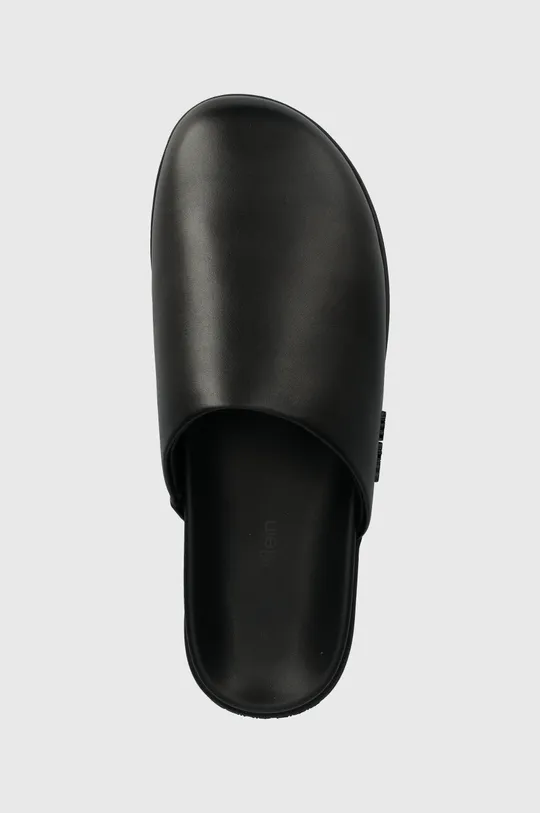 czarny Calvin Klein klapki skórzane MULE