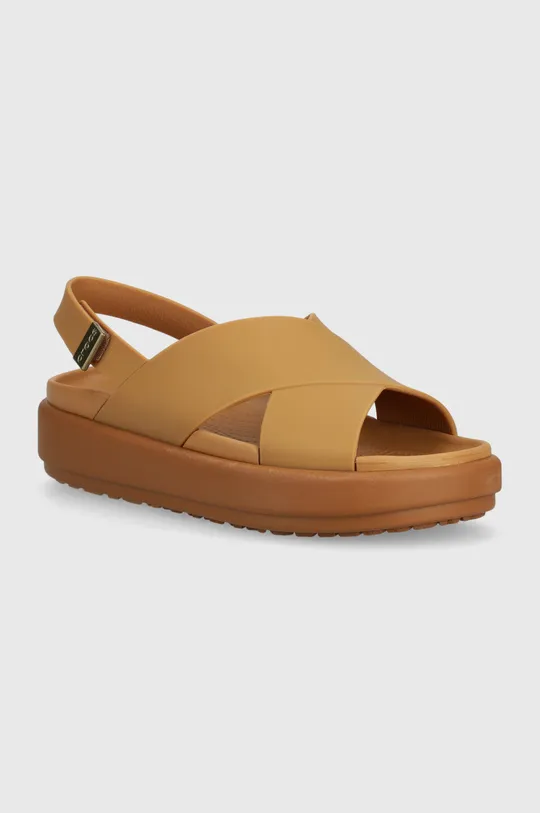 beige Crocs sandals Brooklyn Luxe Strap Unisex