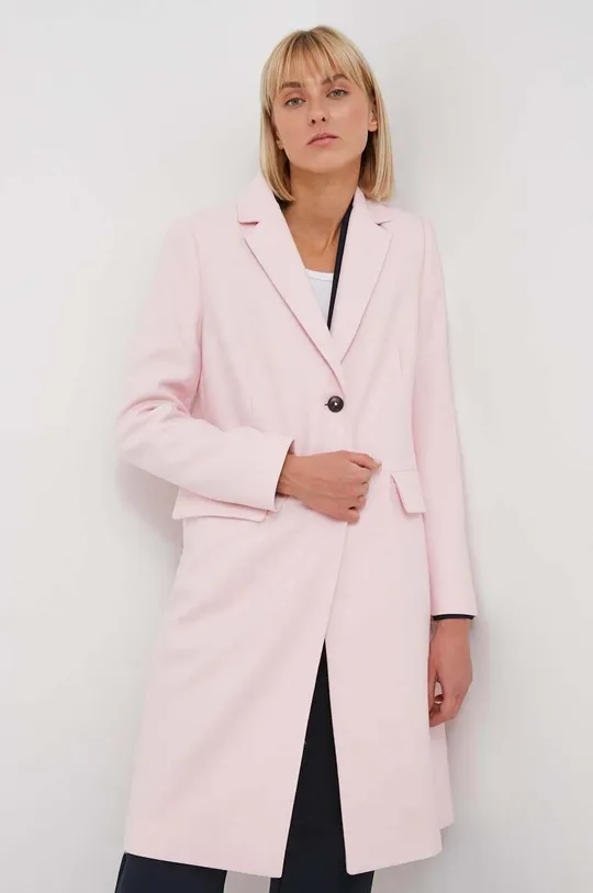Шерстяное пальто Tommy Hilfiger розовый