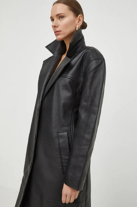 μαύρο Δερμάτινο παλτό 2NDDAY2ND Vice - Dense Leather