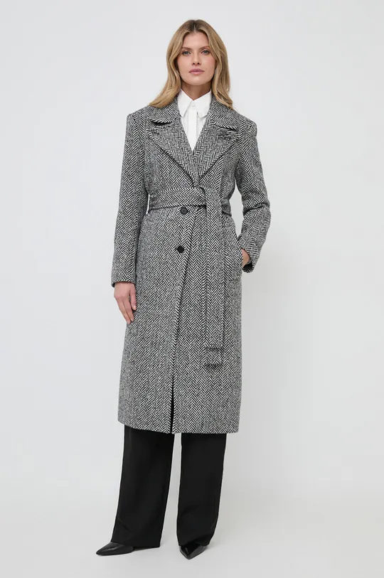czarny Karl Lagerfeld płaszcz wełniany Damski