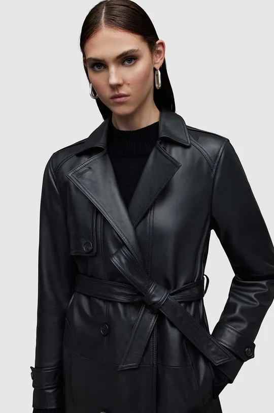 Δερμάτινο παλτό AllSaints Okena μαύρο