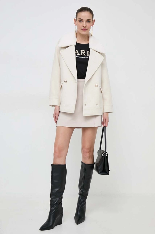 Morgan cappotto con aggiunta di lana beige