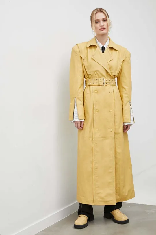 κίτρινο Δερμάτινο παλτό Gestuz Γυναικεία
