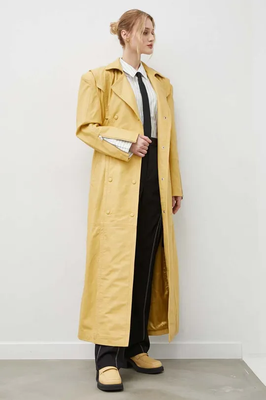 κίτρινο Δερμάτινο παλτό Gestuz