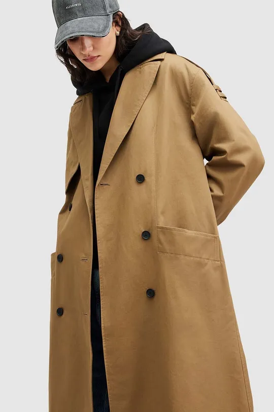 Хлопковое пальто AllSaints WYATT коричневый