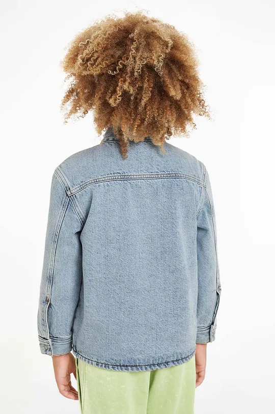 niebieski Calvin Klein Jeans kurtka jeansowa dziecięca