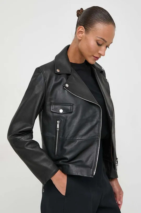 μαύρο Δερμάτινο jacket BOSS Γυναικεία