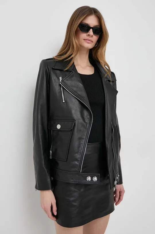 μαύρο Δερμάτινο jacket Elisabetta Franchi Γυναικεία