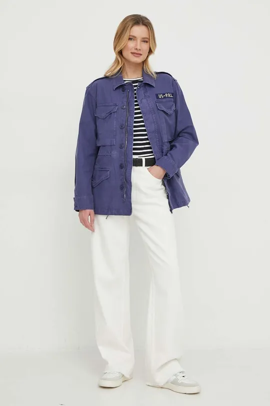 Pamučna jakna Polo Ralph Lauren mornarsko plava
