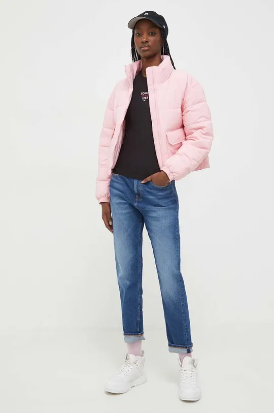 Μπουφάν Tommy Jeans ροζ