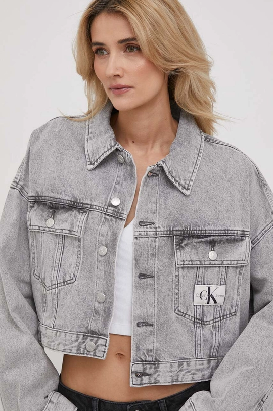 sivá Rifľová bunda Calvin Klein Jeans