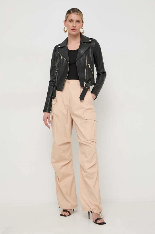 Шкіряна куртка Patrizia Pepe жіноча колір чорний перехідна | ANSWEAR.ua