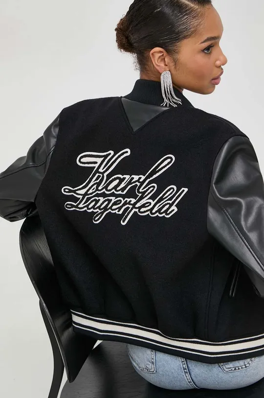 чёрный Куртка-бомбер с примесью шерсти Karl Lagerfeld Женский