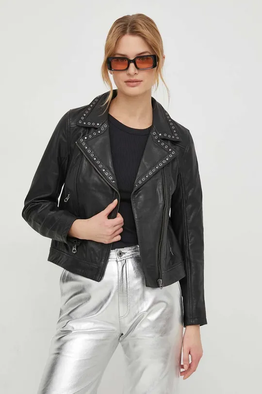 μαύρο Δερμάτινο jacket Pepe Jeans SUMMER Γυναικεία
