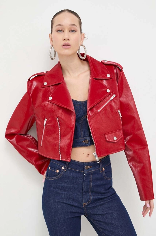 rosso Moschino Jeans giacca da motociclista