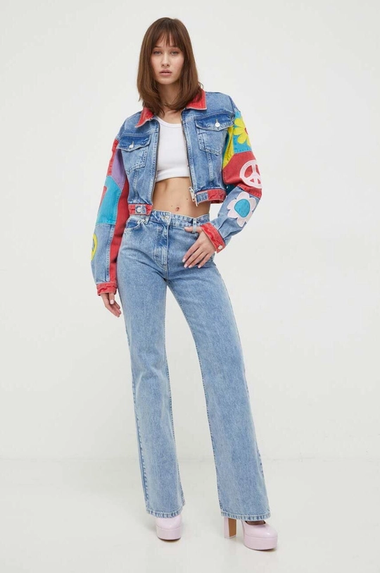 Rifľová bunda Moschino Jeans modrá