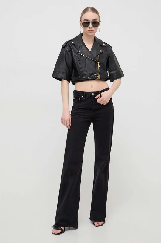 Kožna ramones jakna Versace Jeans Couture crna
