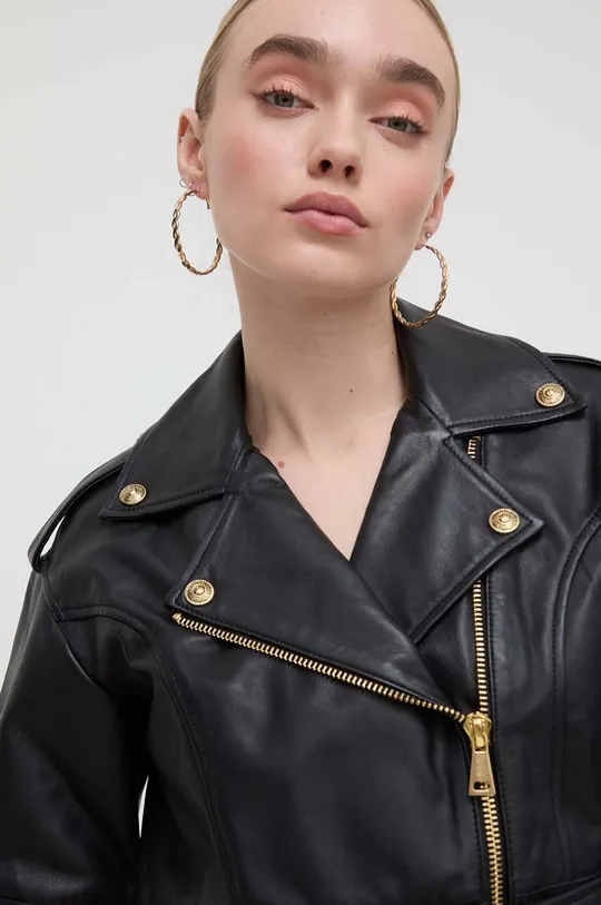 črna Usnjena biker jakna Versace Jeans Couture