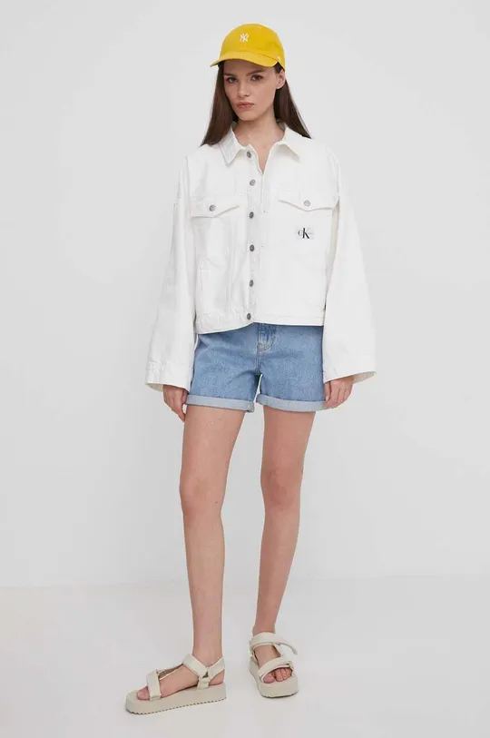 Rifľová bunda Calvin Klein Jeans béžová