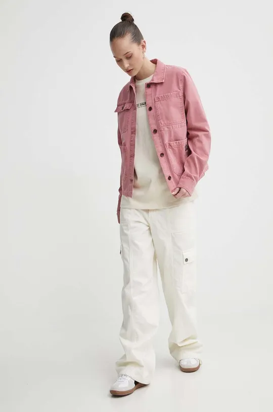 Хлопковая куртка Superdry розовый