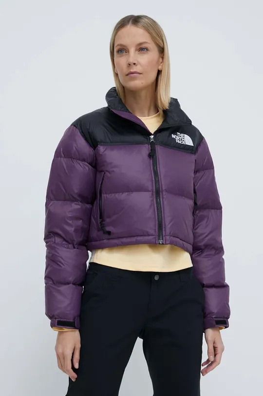 fialová Páperová bunda The North Face NUPTSE SHORT JACKET Dámsky