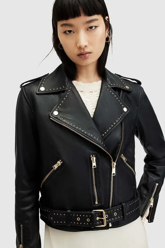 Кожаная куртка AllSaints BALFERN MINI STUD BI чёрный