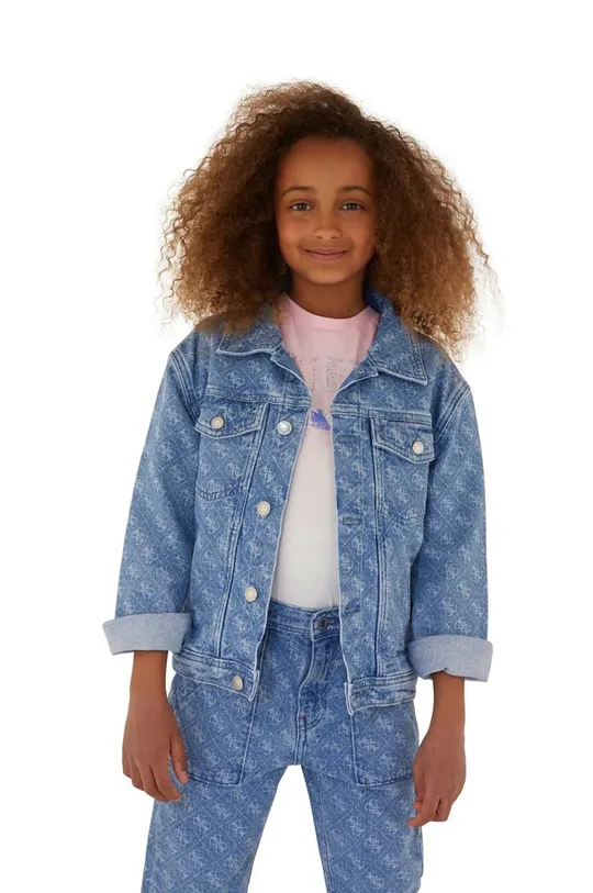 niebieski Guess kurtka jeansowa dziecięca Dziewczęcy
