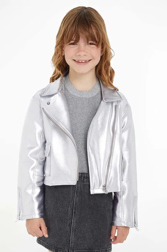 srebrny Calvin Klein Jeans kurtka dziecięca Dziewczęcy