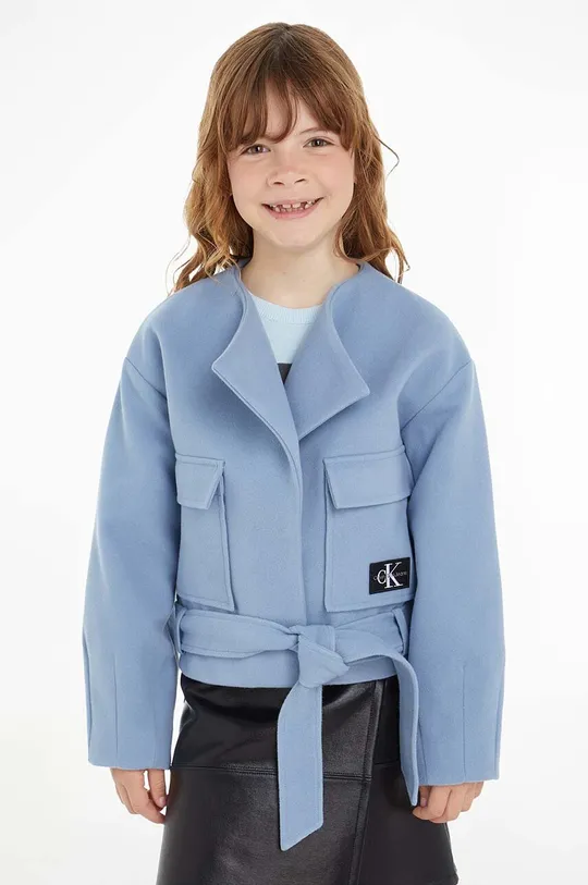 niebieski Calvin Klein Jeans kurtka dziecięca Dziewczęcy