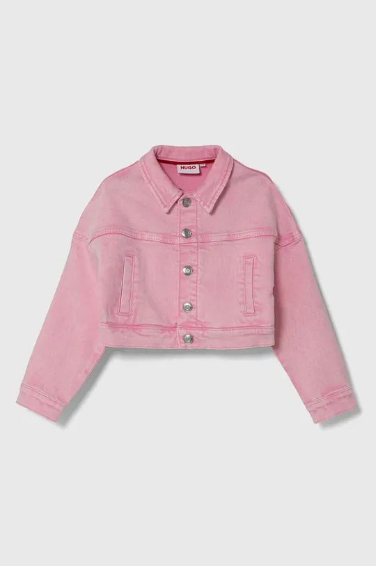 roza Dječja traper jakna HUGO Za djevojčice