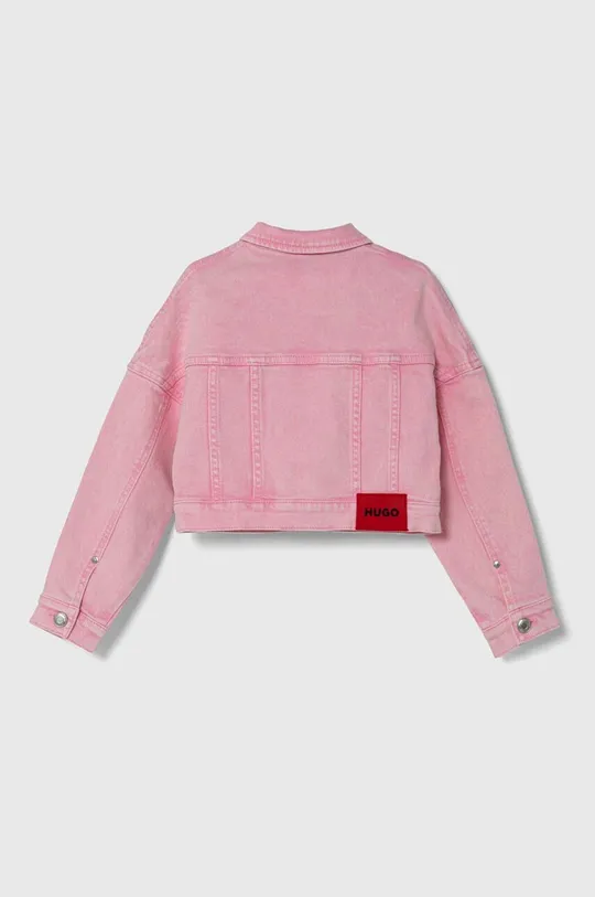 Дитяча джинсова куртка HUGO рожевий