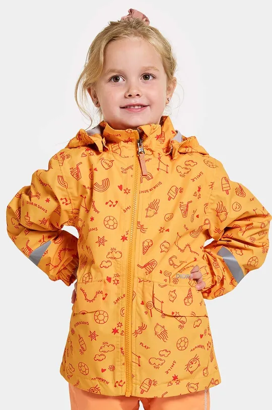 pomarańczowy Didriksons kurtka przeciwdeszczowa dziecięca NORMA KIDS PR JKT 3 Dziewczęcy