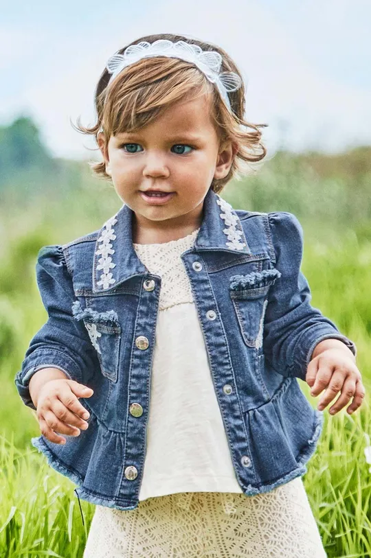 niebieski Mayoral kurtka jeansowa niemowlęca Dziewczęcy