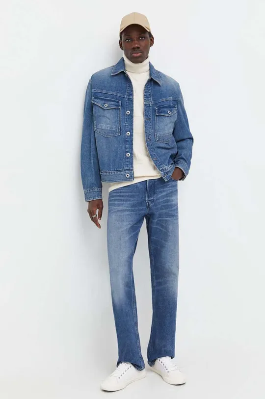 niebieski G-Star Raw kurtka jeansowa Męski