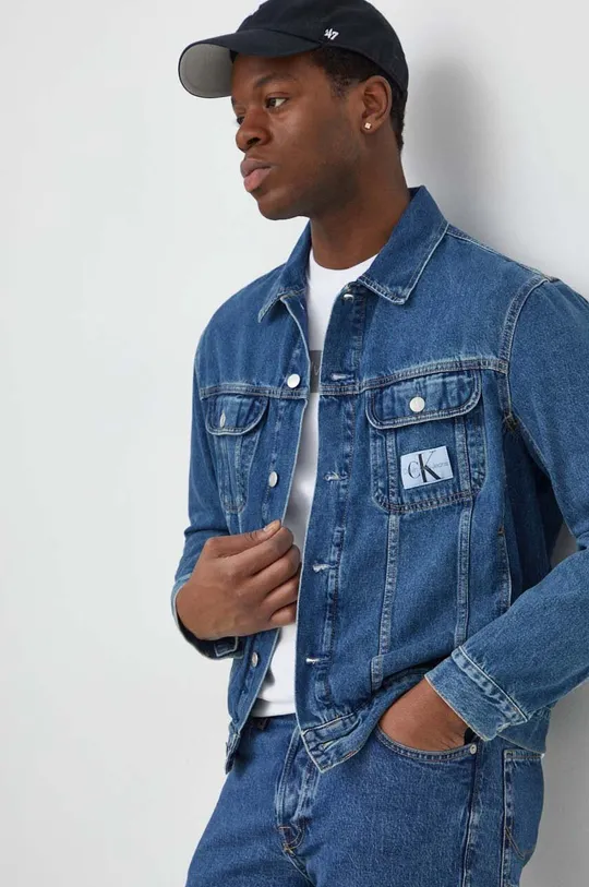 tmavomodrá Rifľová bunda Calvin Klein Jeans Pánsky