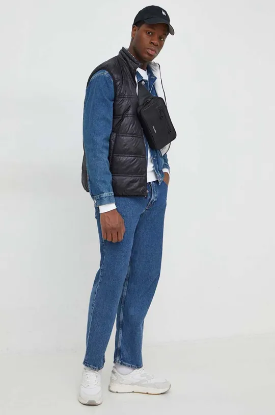 Rifľová bunda Calvin Klein Jeans tmavomodrá