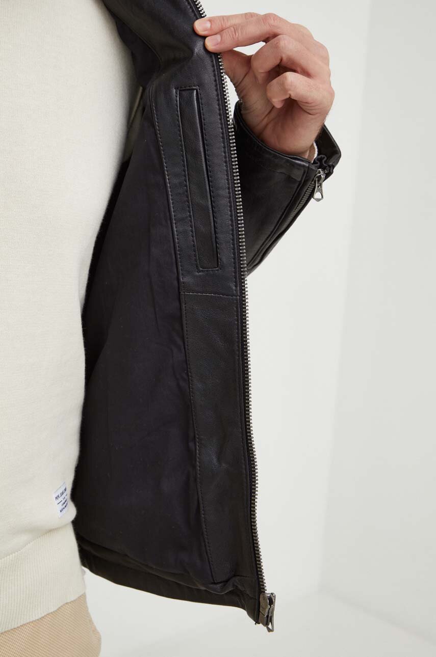 Шкіряна куртка Pepe Jeans чоловіча колір чорний перехідна | ANSWEAR.ua