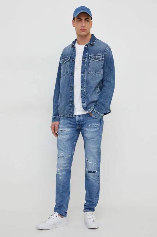 Pepe Jeans kurtka jeansowa Luka Stencil niebieski