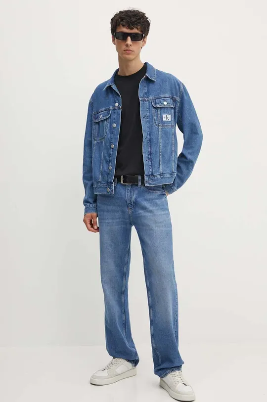 Rifľová bunda Calvin Klein Jeans modrá