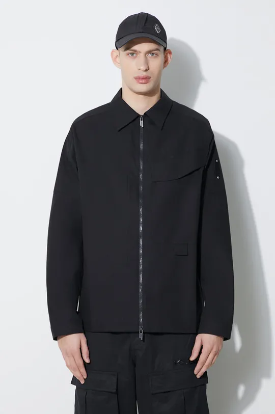 čierna Bavlnená bunda A-COLD-WALL* Zip Overshirt Pánsky