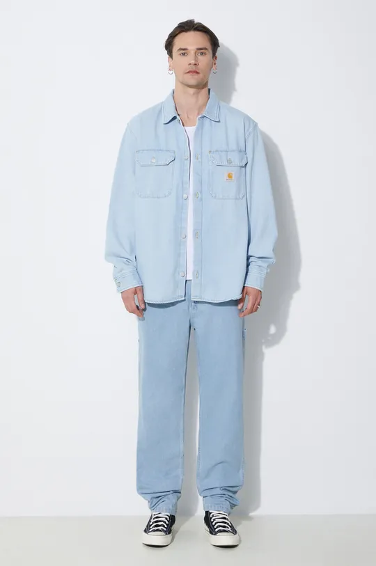 Carhartt WIP kurtka jeansowa Harvey Shirt Jac niebieski