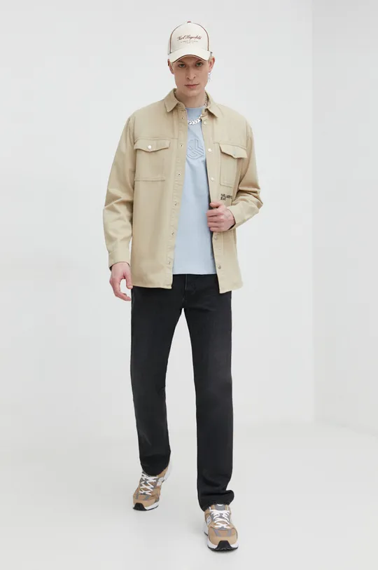 Rifľová bunda Karl Lagerfeld Jeans béžová