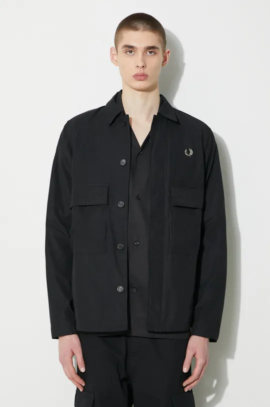 black Fred Perry jacket Utility Overshirt Men’s