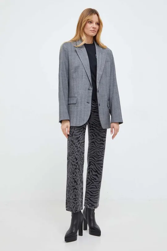 Пиджак с примесью шерсти Karl Lagerfeld серый