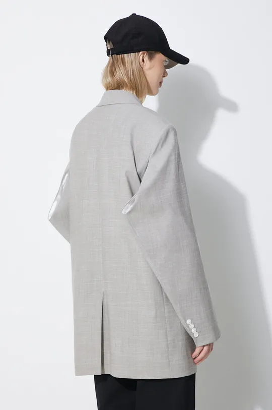 Kenzo giacca in lana Solid Kimono Blazer grigio