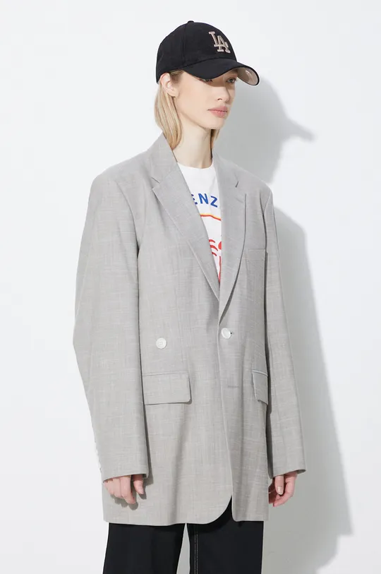 Шерстяной пиджак Kenzo Solid Kimono Blazer Основной материал: 76% Новая шерсть, 23% Хлопок, 1% Эластан Подкладка: 100% Вискоза